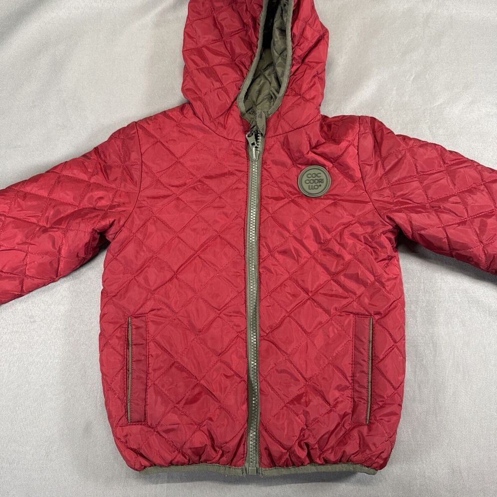 Coccodrillo‎ Boys/unisex Sz 3T Padded Reversible Coat Jacket Burgundy/Green